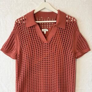 Knit Crochet  Sweater Polo Dress Midi Boho Cottagecore Vacation Beach Coverup